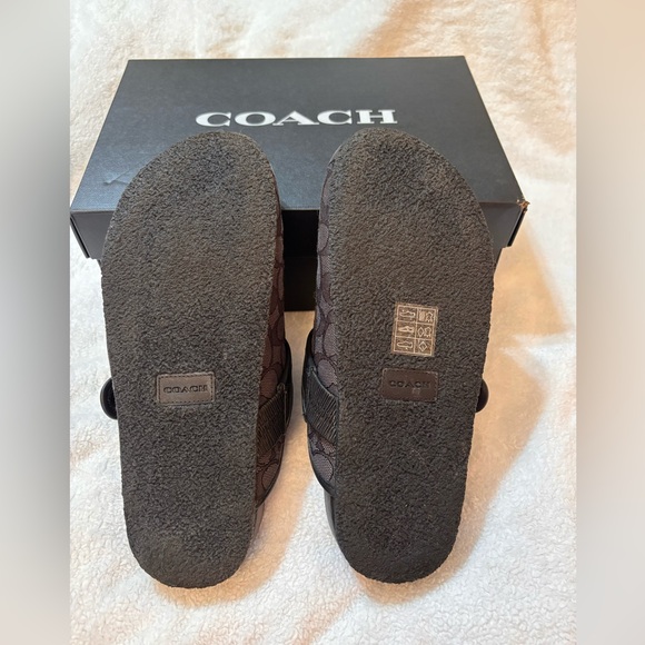Men’s 7.5 or womens 9.5 coach clog slide black coach print with buckle - Picture 2 of 6